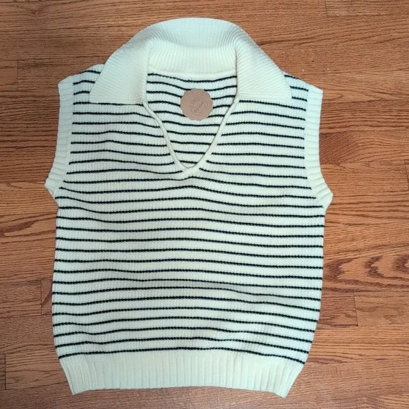 Classic Striped Knit Sleeveless Sweater Vest - Picture 5 of 6